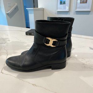 Tory Burch Black Leather Ankle Boots Womens 9